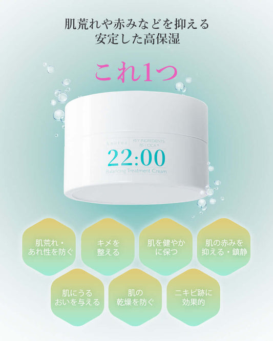 22:00 アネトス バランシング トリートメント クリームのパッケージと効果説明の画像