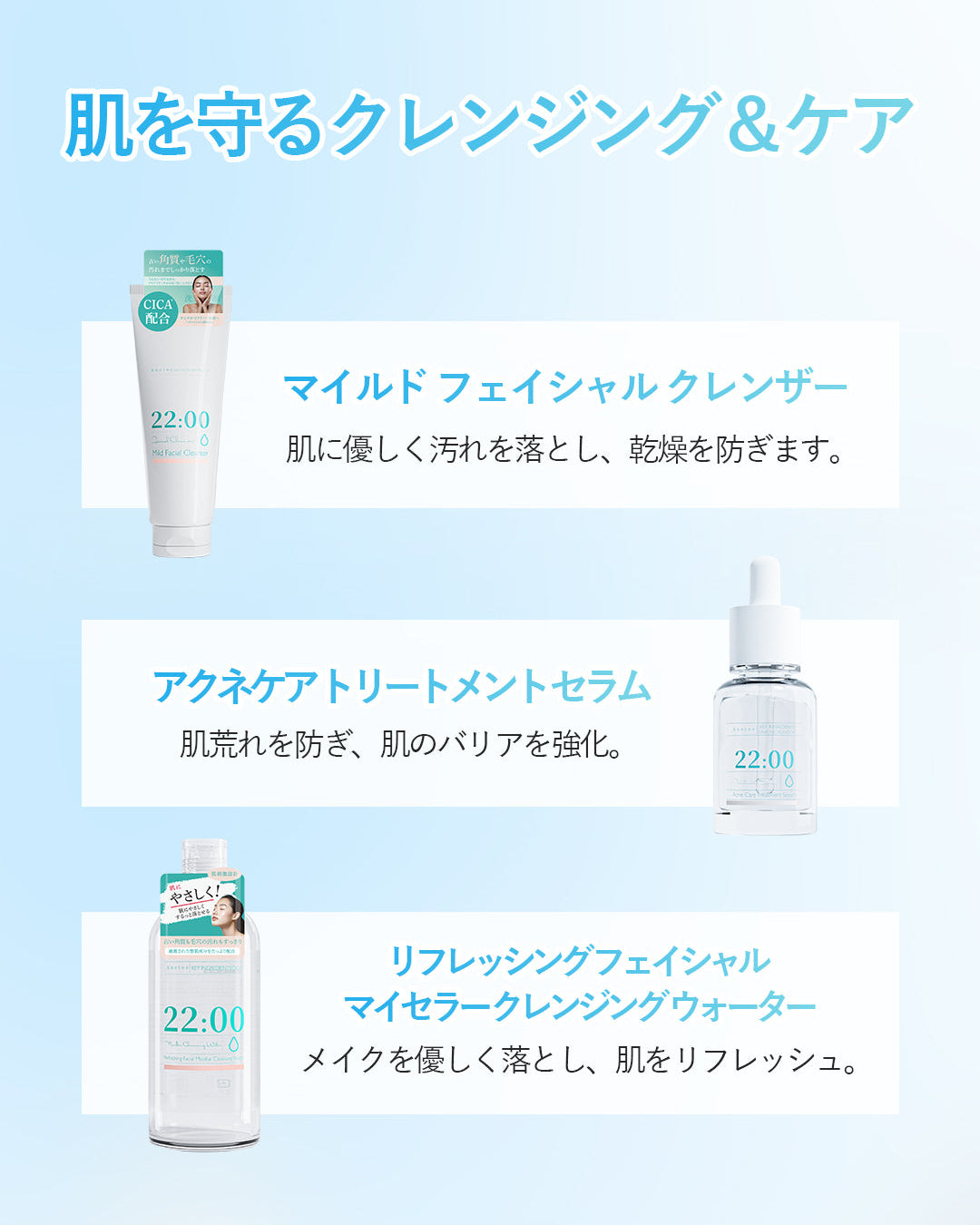 スキンケア 22点セット スキンケア製品セット｜敏感肌にも使えるCICA配合・毛穴ケアと保湿を