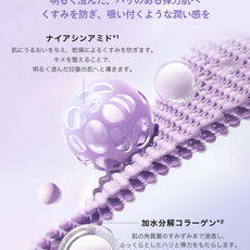 テクスチャー画像：ナイアシンアミドおよび加水分解コラーゲンの成分説明。00:00 アネトス クラリファイング クレー パックの使用方法に関連。