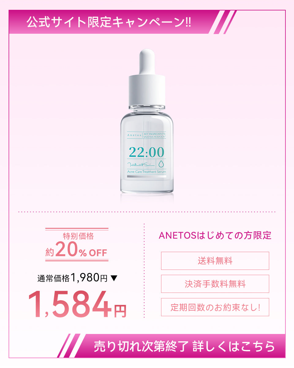 アネトス アクネケア セラム 22:00 定期便の公式サイト限定キャンペーン画像